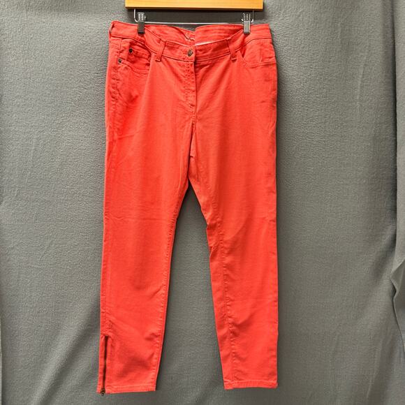 Boden Jeans Womens 12 (36x27 ACTUAL) Orange Denim Ankle Zip Skimmer Coastal - Picture 2 of 10